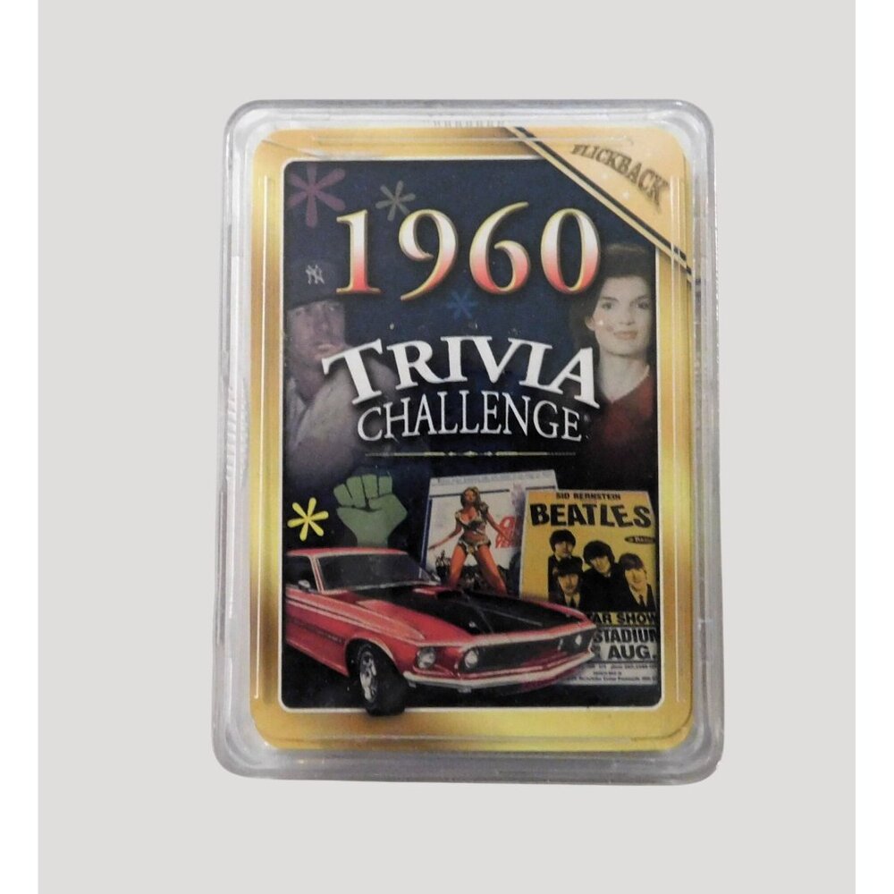 1960 Trivia Challenge Deck Playing Cards Flickback Plastic Case